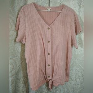 Weatherproof Vintage Ladies Pink Tie Front Top Size XL